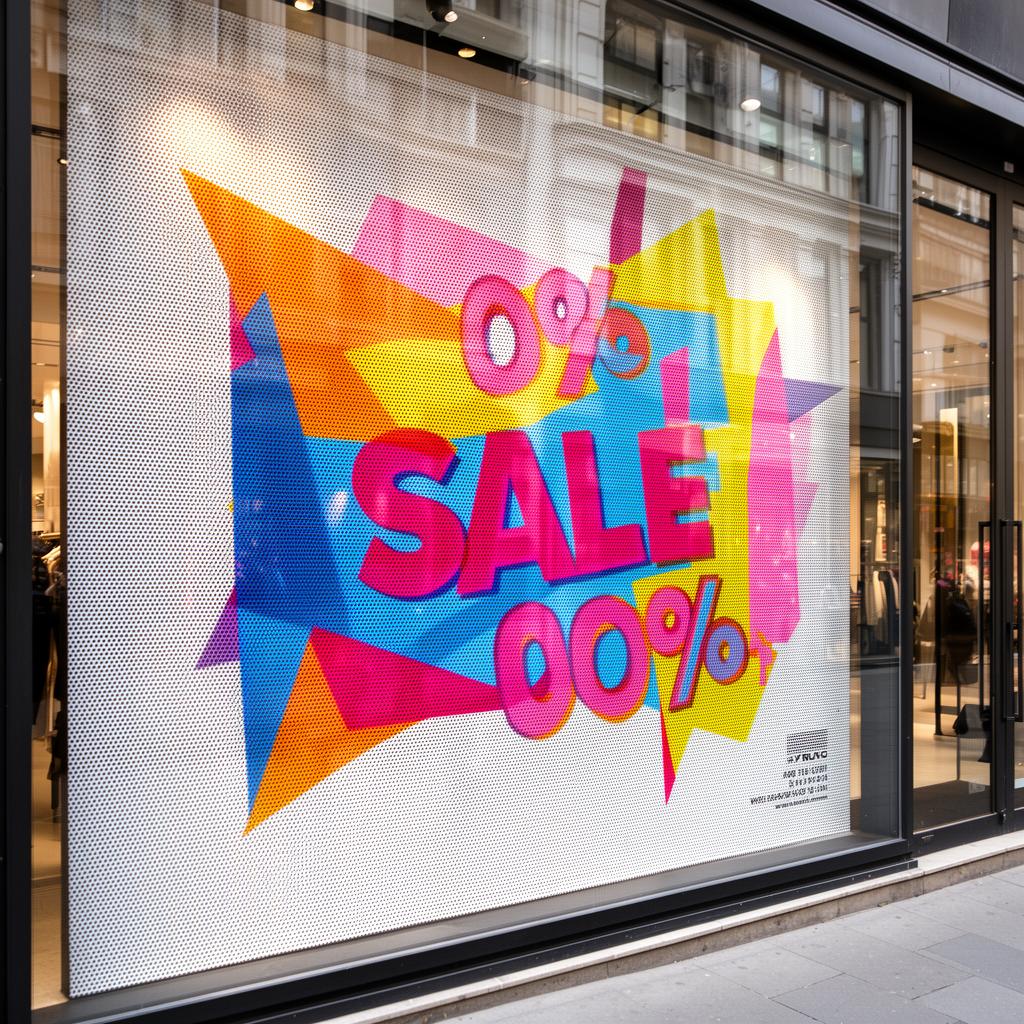 Vitrine micro-perforée — décoration saisonnière